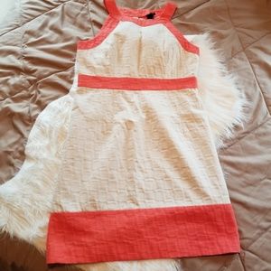 • LOFT • Cream & Orange Sleeveless Dress